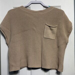 Beige Knit Women's Cropped Sweater